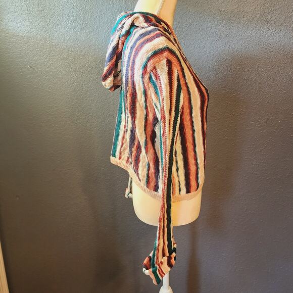 Roxy Sun Express Hooded Beachy Slouchy Striped Knit Sweater Size XS - Picture 5 of 11